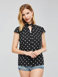 One Button Polka Dot Chiffon Women's Blouse