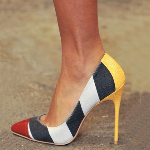 azmodo Beautiful Contrast Color Pointed-toe Heels