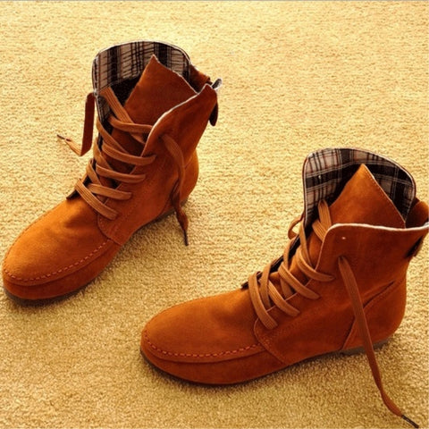 azmodo Comfortable Lace-up Flat Fall Boots