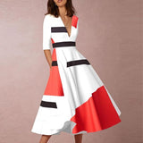 V-Neck Abstract Print Geometric Printed Casual Dresses