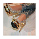 azmodo Hot Luxurious Rhinestone Platform Stiletto Heels