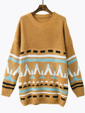Ethnic Geometric Print Mid Length Women's Sweater