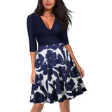 Women's V-neck Printed Sweater Dress
