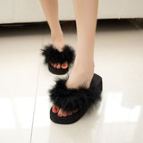 A803 Fur Slippers Beach Flip Flops More Colors