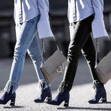 Hot Fashion Ladies Cotton Pants with tassels Stretch Women pencil leggings  Skinny Jeans Cowboy