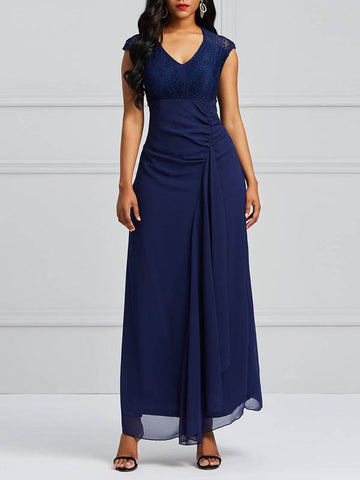 azmodo V-Neck Lace High Waist Maxi Dress