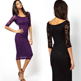 Women's Dress Cropped Sleeve Round Neck Lace Dress