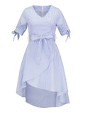 azmodo Short Sleeve Belt Waist A-Line Day Dress