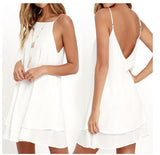 Spaghetti Strap Asymmetric Hem Plain Shift Dress
