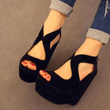 azmodo Sexy Peep Toe High Wedge Heel Sandals