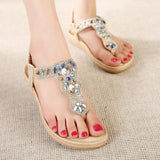 Gold Silver Rhinestones Women Sandals Fashion rhinestone comfortable flats flip gladiator sandals party wedding shoes 383-3