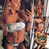 Sexy sequined wrapped chest bikini two-piece set AB face sequin swimsuit ladies