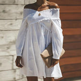 Sexy Off Shoulder Long Sleeve Plain Casual Dress