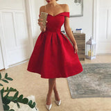 Sweetheart Neck Off Shoulder Pleated Party Dress