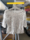 Sequins Gold Silver Glitter Top 2020 Spring Summer Women Sexy Short T Shirt Shiny Plus Size Evening Party Elegant Club Party