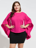 Flare Sleeve Plus Size Solid Color Women's Blouse