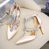 azmodo  Rhinestone Silk Fabric Stiletto Heel Wedding Shoes