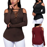 Women's tops Off-shoulder long-sleeved bottoming shirt t-shirt women