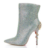 azmodo  Rhinestone Banquet Stiletto Heel Ankle Boots