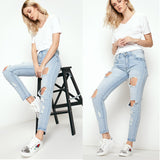 Leggings Jeans for Women Denim Pants with Rear buttock stitching Pentagram