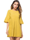 zamodo Yellow Bell Sleeve Loose Women's Day Dress