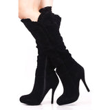 Pretty Suede Stiletto Heels Knee High Boots