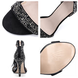 azmodo Women's Wedding Dress Party & Evening Stiletto Heel Pearl Tassel Black Color