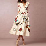 V-Neck Printed Skater Dress