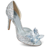 crystal shoes cinderell shoes diamond high Heels Shoes Wedding Female Rhinestone Shoes Toe Peep Stiletto Pumps