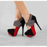Contrast Color Platform Ankle Boots