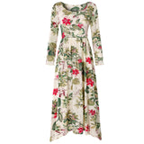 Azmodo Women Vintage Flroal Printed plus size long sleeve Autumn Casual Pacthwork Dress Robe Femme bohemian Sundress Dresses