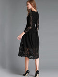 Hollow Long Sleeve Women's Lace Dress