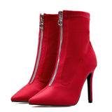 autumn and winter new pointed stiletto super high with Martin boots short boots elastic cloth single boots fashion boots women