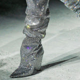 AZMODO Rhinestone Heels Sexy Knee High Boots Women's Over The Knee Boot,Sexy Over The Knee Pullon Boots