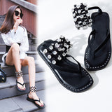 Summer new sandals women flat leather sheepskin diamond toe sexy thin women shoes 990L