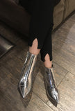 Sequined pointed boots women's spring and autumn models gold high-heeled single boots silver stiletto zipper Martin boots