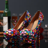 Wedding Crystal Pumps Shoes and Rhinestone Handmade High Heel Wedding Shoes