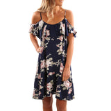 Women's Printed Sexy Sling Flying Sleeve Dress