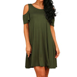 Women's Solid Color Off-Shoulder Short Sleeve Dress