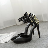 Single heel full of rivets pointed hollow high-heeled sandals