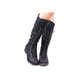 azmodo  Lace-Up Vintage Mid Calf Boots