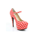 azmodo Glamous Polka Dot Stiletto Heels Ankle Straps