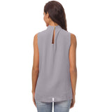 Women's Chiffon Top Double-layer High Neck Sleeveless Chiffon Shirt