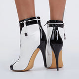 azmodo  Sexy Black & White High Heel Fashion Boots