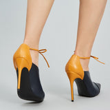 Elegant Contrast Color Pointed Toe Stiletto Heel Shoes