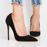 azmodo Black Classic Suede Sexy Stiletto Heels