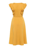 azmodo Ruffle Neck Short Sleeve Women's Day Dress