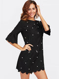 azmodo Round Neck Flare Sleeve Casual Day Dress
