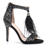 azmodo Women's Wedding Dress Party & Evening Stiletto Heel Pearl Tassel Black Color