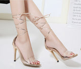 Women Fashion Lace Up Sandals Sexy High Heels Summer Party Shoes Woman Stiletto Pumps